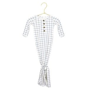 Lou Lou & company newborn knotted gown with matching hat & mittens.